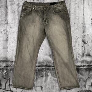 TK Axel Brand Faded Grey Distressed Jeans 38x30 Grunge Y2K Denim Pants